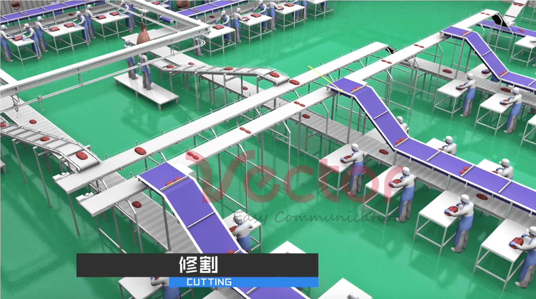 肉類加工生產流水線內景