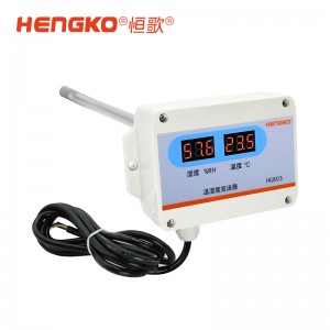 4-20mA 不銹鋼法蘭探頭 帶顯-HG803-4W4P管道式溫濕度傳感器工業(yè)級